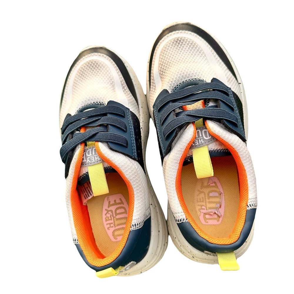 Hey Dude Kids' Sneakers in Navy, White, and Yellow
